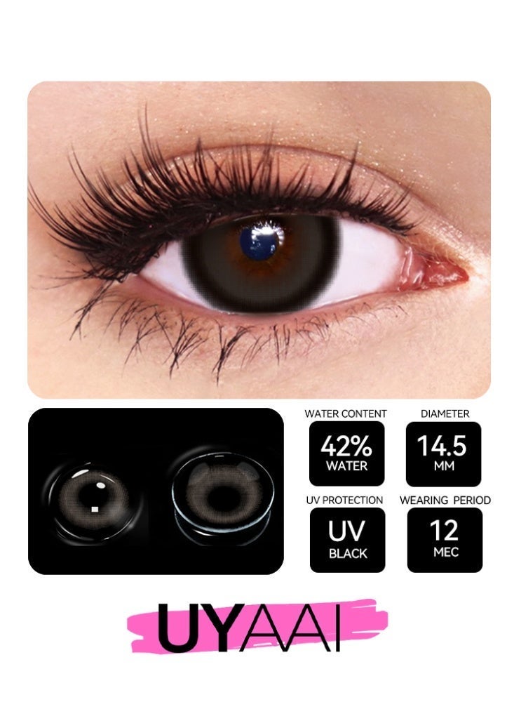 UYAAI Natural Black Lenses Yearly Colored Contact Lenses, Unisex Cosmetic Contact Lenses, Hot Sale Fashion Lenses, 42% Water - Image 2